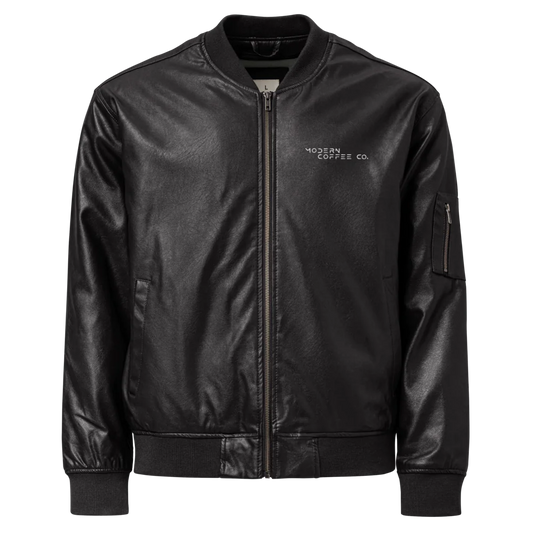 Modern Coffee Co. Bomber Leather Jacket